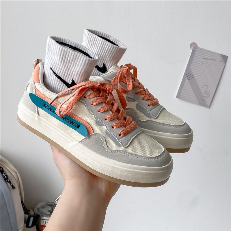 Giày thể thao nữ vải canvas đế độn cổ thấp phối màu trẻ trung cá tính dáng basic FLOWER G46 - nguyentrang239
