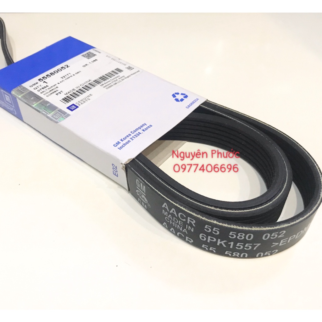 55580052 Dây curoa tổng 6PK1557  CRUZE 1.8 / LACETTI CDX hàng xịn GM chính hãng