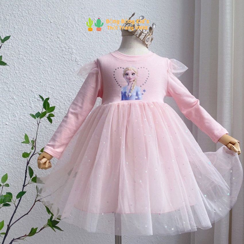 Váy Elsa Dài Tay Cho Bé Từ 2-6 Tuổi