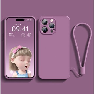 Ốp Điện Thoại Silicon Dẻo Viền Vuông Có Dây Đeo Bảo Vệ Camera Cho Iphone 15 12 11 Pro Max case Ip14 Ip13 Ip12 Ip11