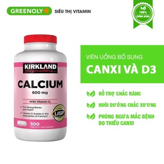 Kirkland Viên Uống Hỗ Trợ Bổ Sung Canxi 600mg & Vitamin D3 Calcium 500 Viên