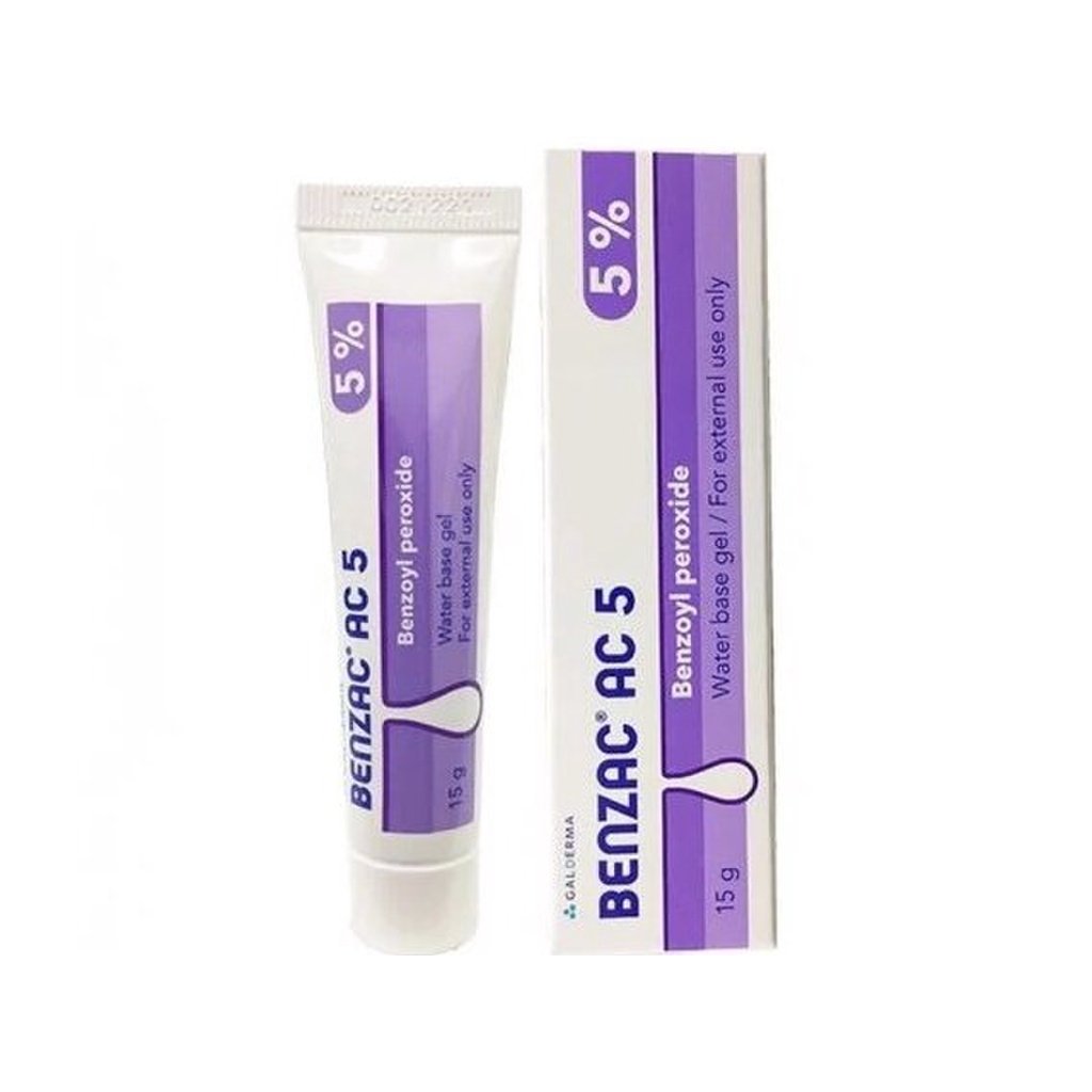 Kem chấm giảm mụn Benzac 2.5% và 5% Benzoyl Peroxide 15g
