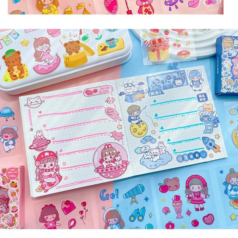 PVN55028 Hộp 100 tấm sticker cắt sẵn trang trí vật dụng