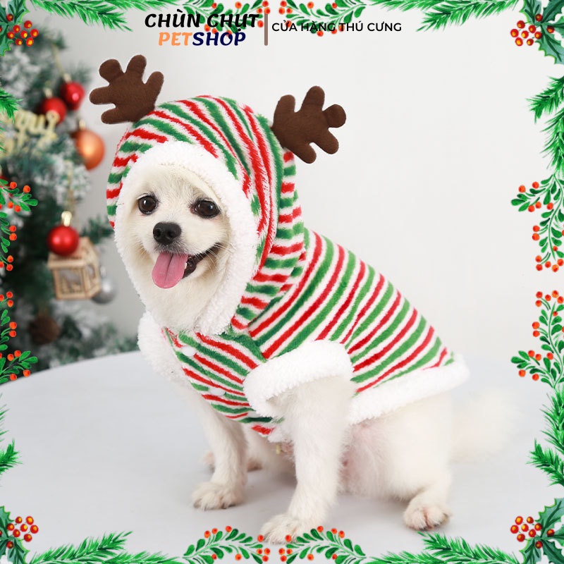 Áo Giáng Sinh Hoạ Tiết Sọc Vằn Kẹo Đường Cho Chó Mèo, Ấm Áp Mùa Noel Thú Cưng Mới Nhất 2023