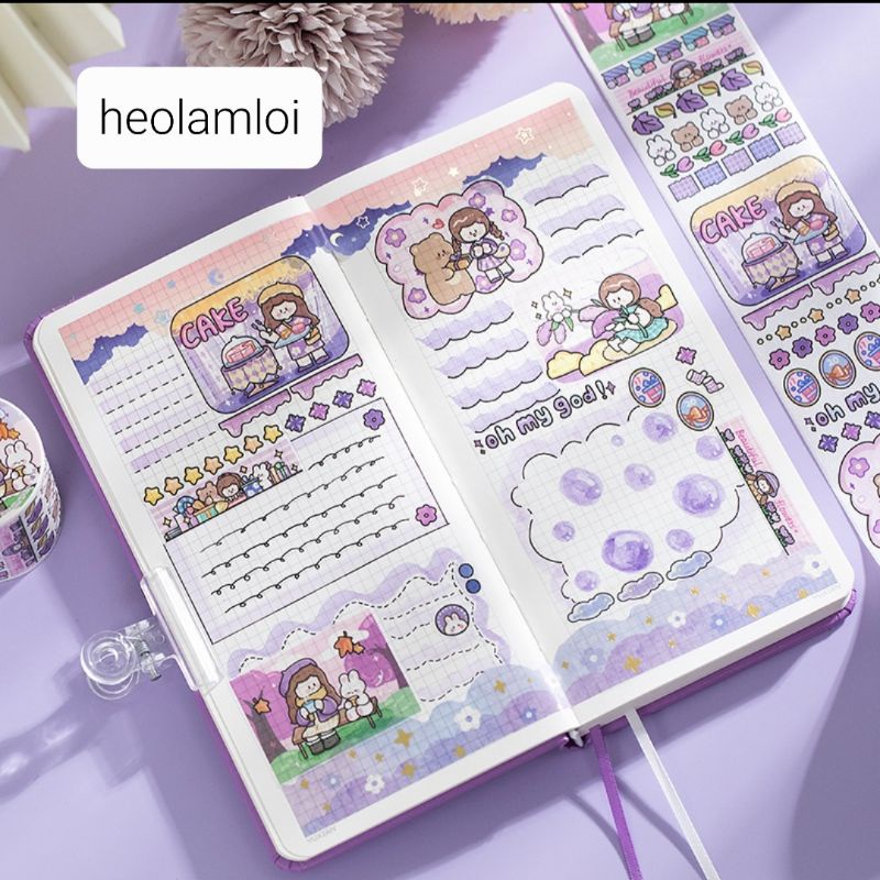 Sổ tay đa năng: note, sticker, sketchbook 50 trang size lớn 172mm cực dễ thương