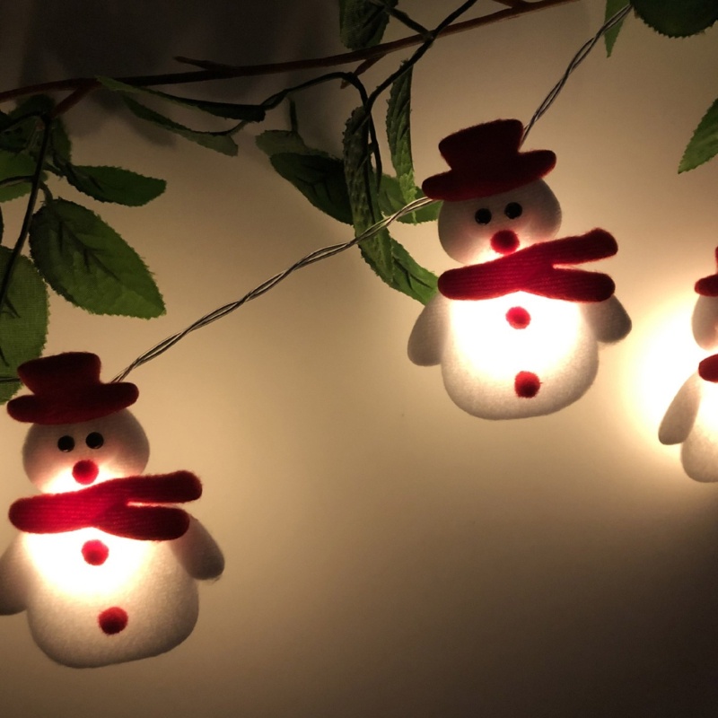 Dây Đèn LED 10 20 Bóng Hình Người Tuyết Tuần Lộc Giáng Sinh Trang Trí Nhà Cửa