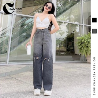Quần jean nữ dáng suông màu xám đen loang màu basic, chất bò dày dặn, không co giãn phong cách Hàn Quốc MT5022-5030-5043