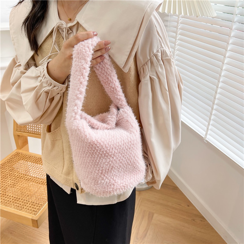 Ielgy niche Túi Xách bucket Phủ Bông Thiết Kế Di Động Cho Nữ