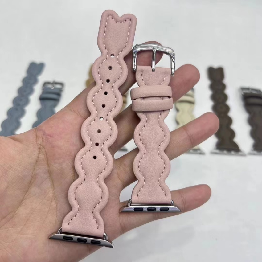 Dây Đeo Bằng Da Họa Tiết Gợn Sóng Dành Cho Apple watch 49mm 45mm 44mm 41mm 40mm 42mm 38mm iWatch series ultra 8 7 SE 6 5 4 3 2 1