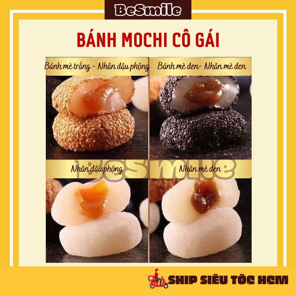 Bánh Mochi Đài Loan Hai Cô Gái Nhân Mè Đen, Nhân Mè Trắng, Nhân Đậu Phộng Thung 1Kg BESMILE