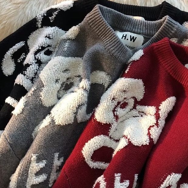 Áo len thêu trung tính áo len nam giáng sinh unisex phong cách hàn quốc áo sweater form rộng simple đồ đôi fashion áo sweater trơn