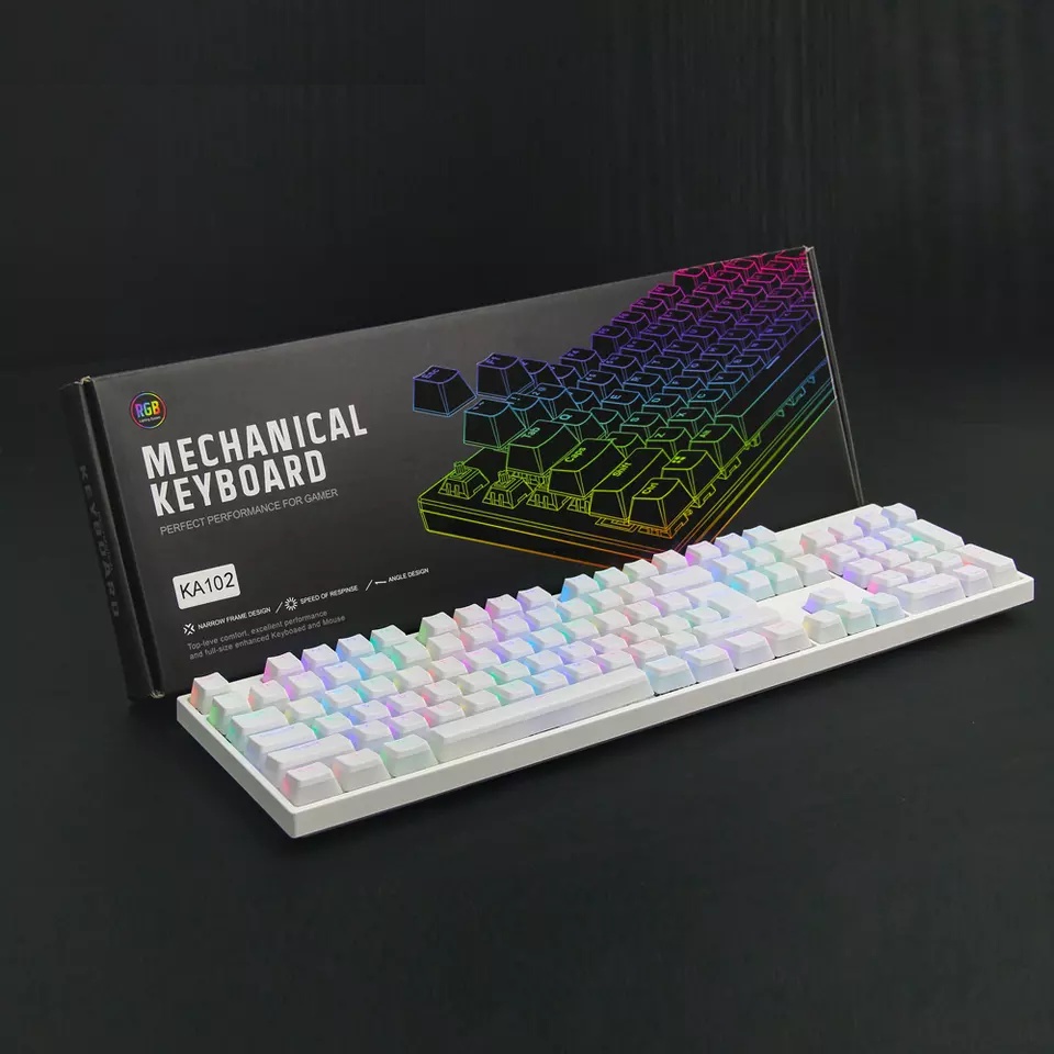 PHÍM CƠ GIÁ RẺ , Bàn phím chơi game Blueswitch full size KA-102 đèn led rainbow