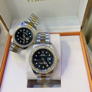 Đồng hồ Rolex Nam nữ viền kim cương - đồng hồ đôi Bảo hành 12th - Full box 1;1