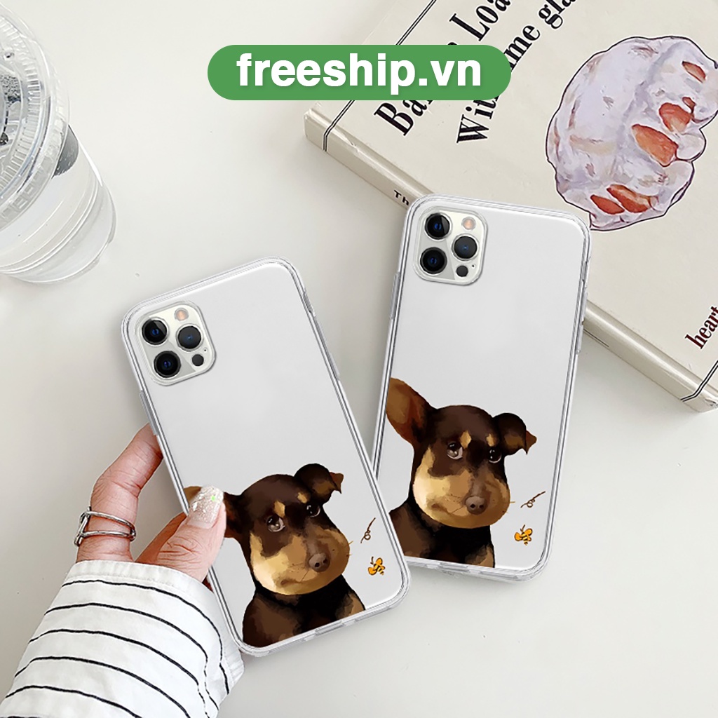 Ốp BVC điện thoại iphone cạnh vuông chó mặt sưng ngộ nghĩnh cho 6/6splus/7/7plus/8/8plus/x/xr/xs/11/12/13/14/pro/max/cho