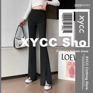 Quần ống loe xẻ tà lưng cao thời trang hàn quốc