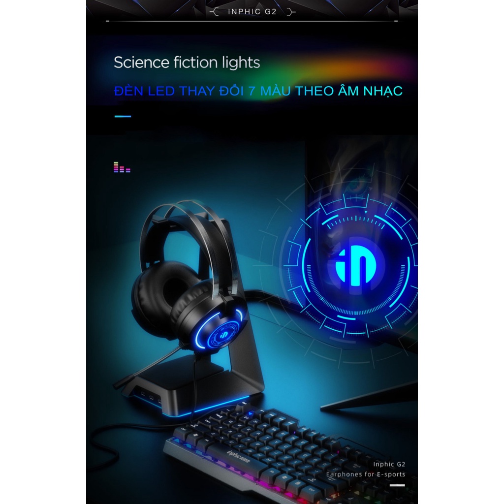 Tai Nghe Headphone Gaming 5.1 ARINFA INPHIC G2 - Âm Siêu Trầm Sống Động Nhẹ Dẻo Cho Game Thủ Chuyên Nghiệp