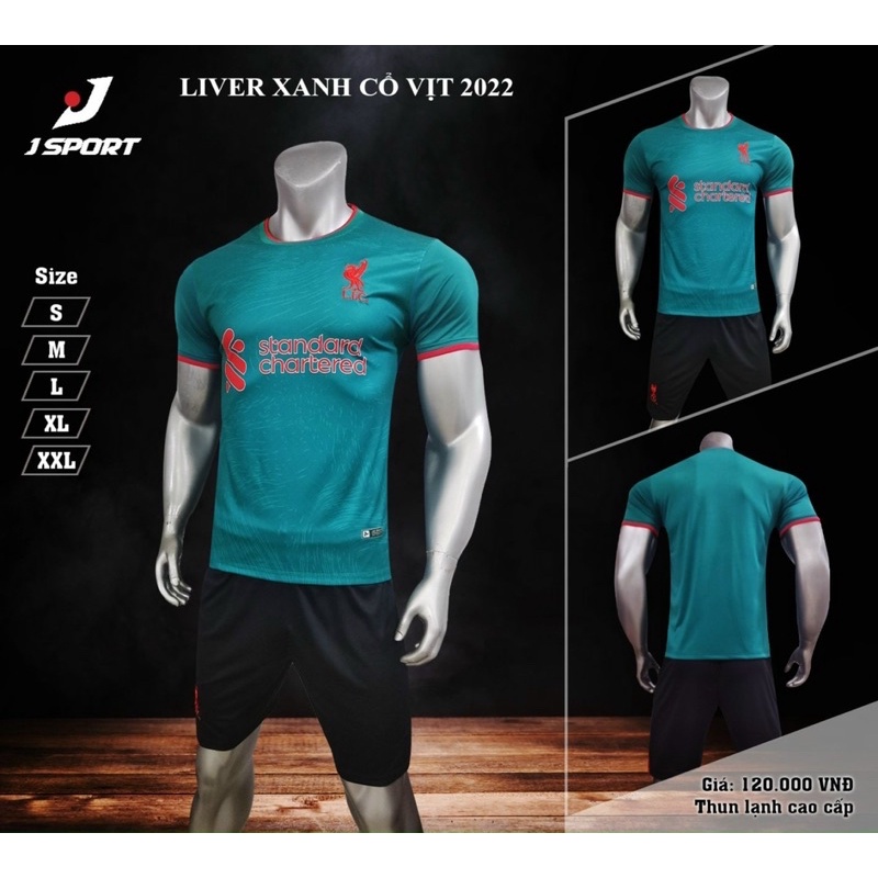 BỘ ĐỒ ĐÁ BANH LIVERPOOL XANH CỔ VỊT MÙA MỚI NHẤT MÀU SIÊU ĐẸP VẢI THUN LẠNH
