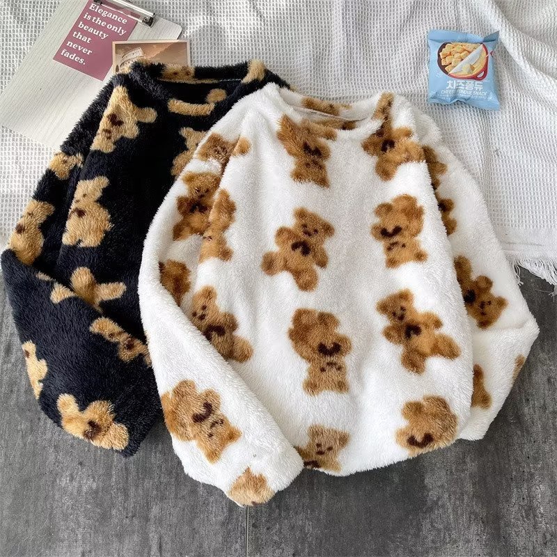 Áo sweater Tay Dài Cổ Tròn In Hình Gấu Hoạt Hình Phong Cách Hàn Quốc Thời Trang Thu Đông 2022 Cho Nam