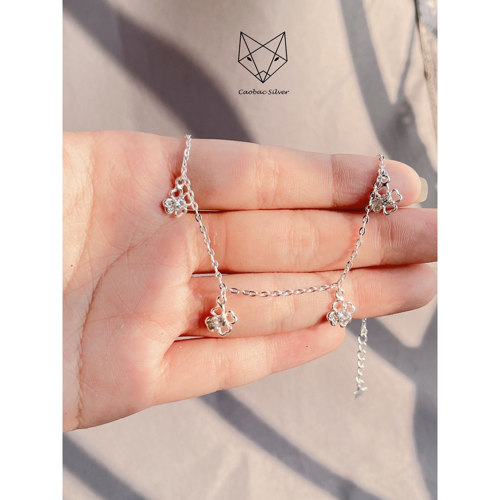 Lắc Tay, Lắc Chân Bạc Ta Cao Cấp CaoBac Silver Họa Tiết Hoa Bốn Lá Rỗng Lấp Lánh Món Quà Dành Tặng Riêng Cho Bạn Gái