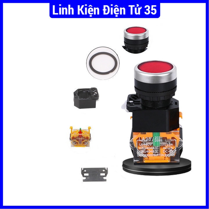Nút nhấn giữ có đèn LA38 380V-10A 2 thường mở chất lượng tốt, giá rẻ