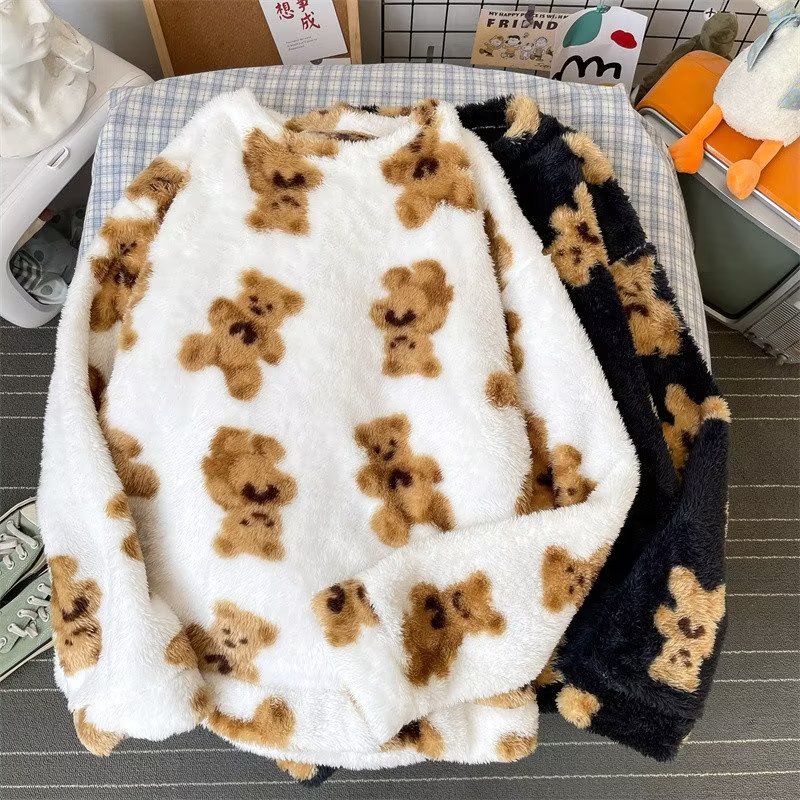 Áo sweater Tay Dài Cổ Tròn In Hình Gấu Hoạt Hình Phong Cách Hàn Quốc Thời Trang Thu Đông 2022 Cho Nam