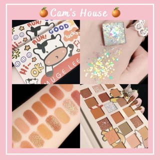Bảng phấn mắt bò sữa mugeleen 18 ô màu tone cam nâu siêu tây