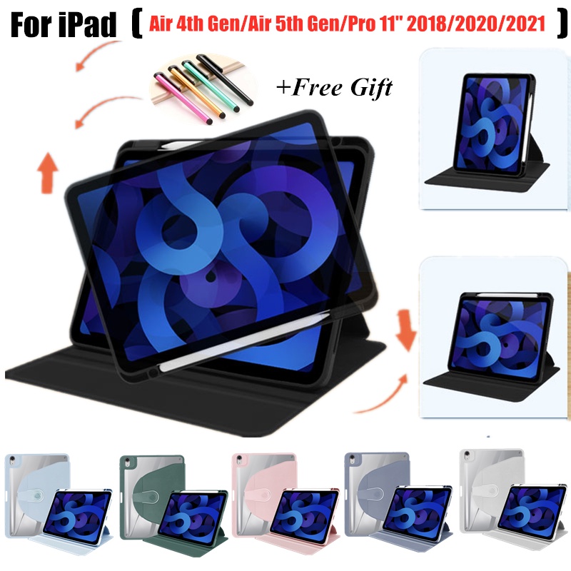 Bao Da PU Máy Tính Bảng Nắp Lật Xoay 360 Độ Tự Động Tắt / Mở Cho iPad Air 4th 5th Gen 10.9 "Pro 11" 2018 2020 2021 2022 Giá Đỡ
