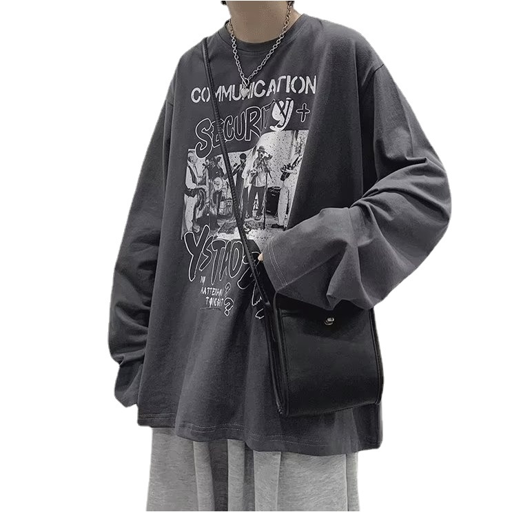 Áo Thun Tay Dài Dáng Rộng In Họa Tiết Hoạt Hình Phong Cách Hàn Quốc Thời Trang Cho Nam Và Nữ
