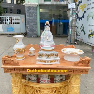 Combo bộ Bàn thờ gỗ treo gỗ xoan và tượng Quan Âm