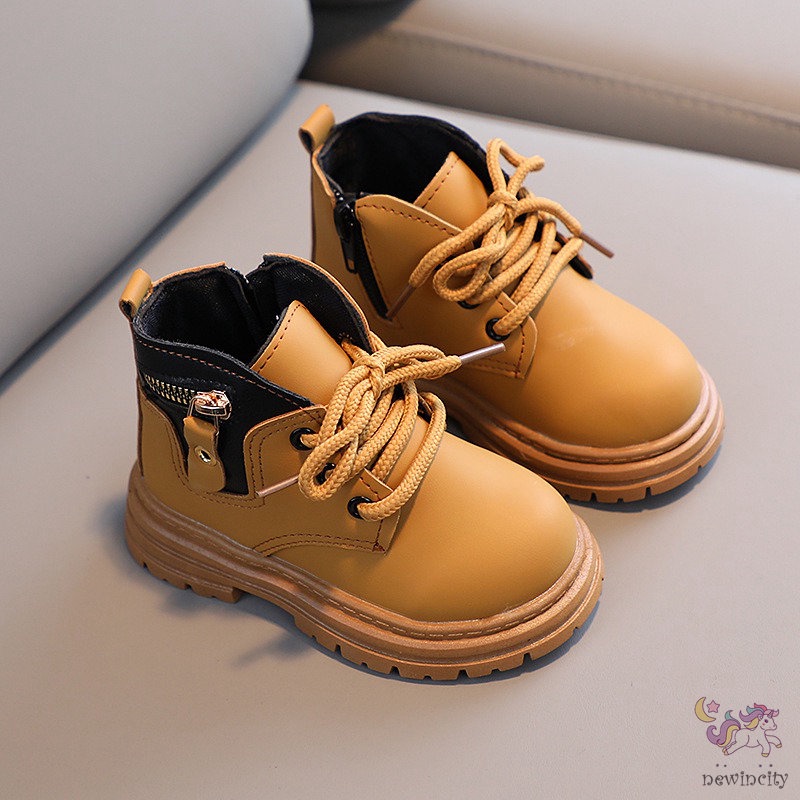 Giày Bốt Martin Cổ Thấp Chống Trượt Có Khóa Kéo Thoải Mái Thời Trang Phong Cách Anh Quốc Cho Bé Trai