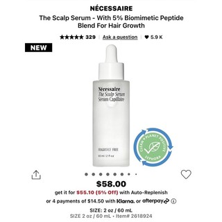 Serum kích thích mọc tóc Nécessaire The Scalp Serum - With 5% Biomimetic Peptide Blend For Hair Growth $58