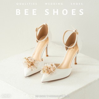 Giày cao gót nữ beeshoes mũi nhọn - giày cao gót nữ gót nhọn cao 7 phân sẵn màu trắng 221035