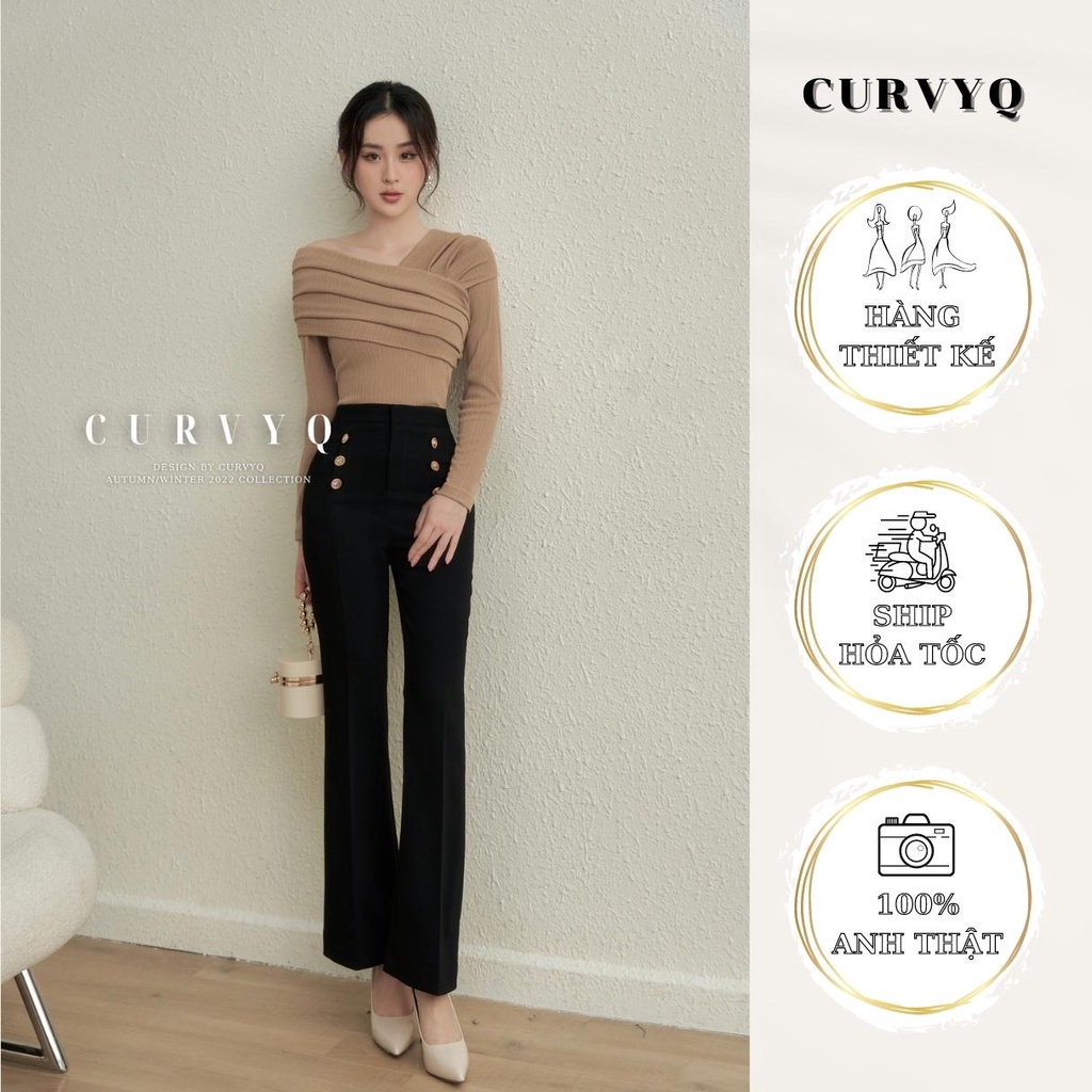 Áo Len Tăm Choàng Trễ Hở Vai Xếp Ly Chéo Thời Trang Thiết Kế CurvyQ