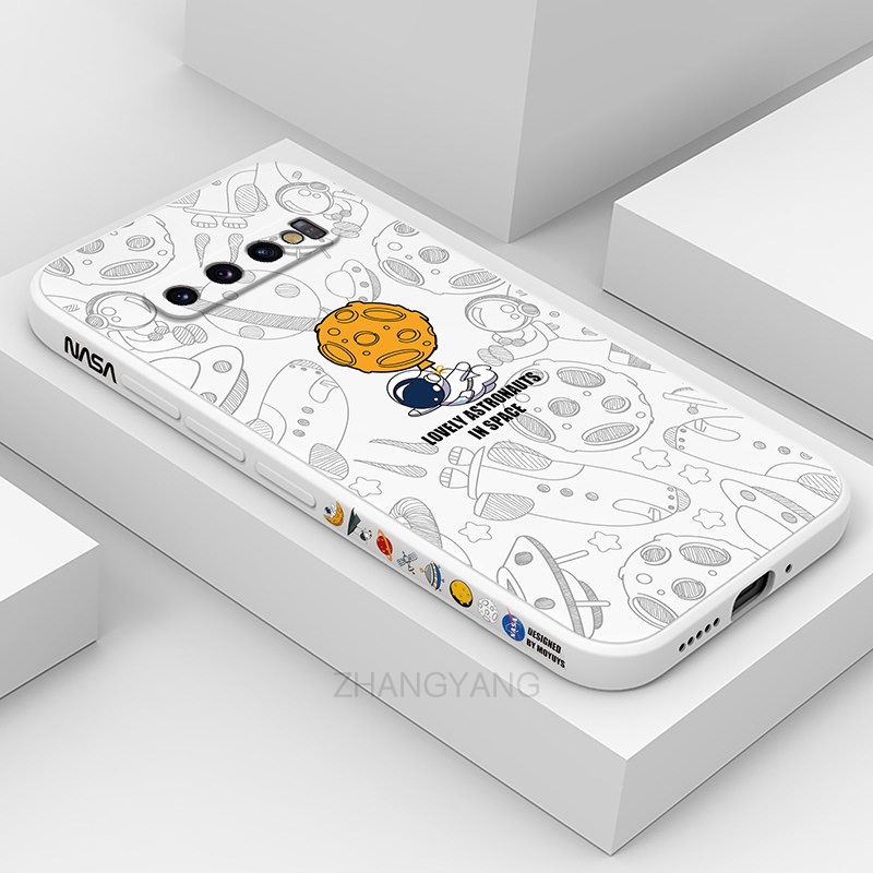 ốp lưng samsung s10 plus samsung s10 s10e Ốp Điện Thoại Silicone TPU Mềm Họa Tiết Phi Hành Gia Có Dây Đeo Cho samsung s10 plus samsung s10 s10e