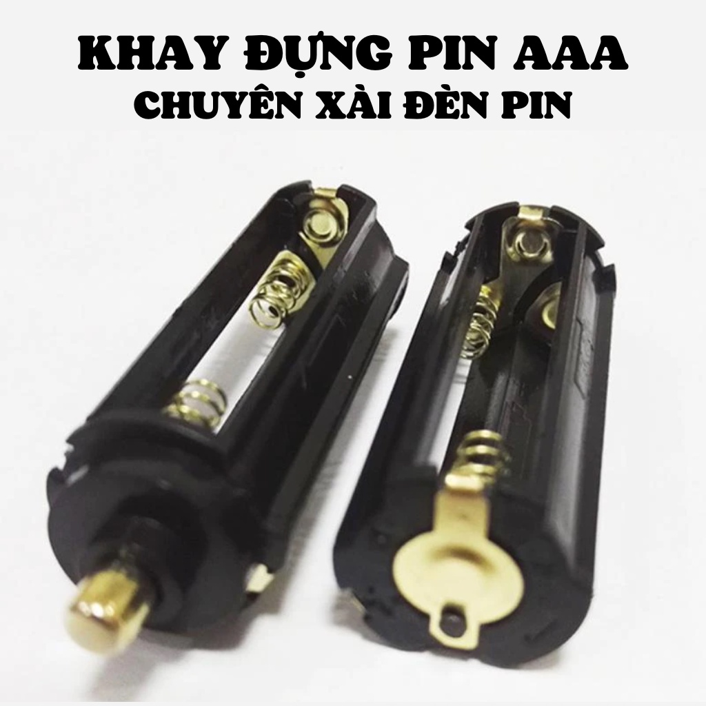 Set 5 khay đựng pin AAA, chuôi đựng pin 3 ngăn để pin AAA cho đèn pin dã ngoại tiện dụng.