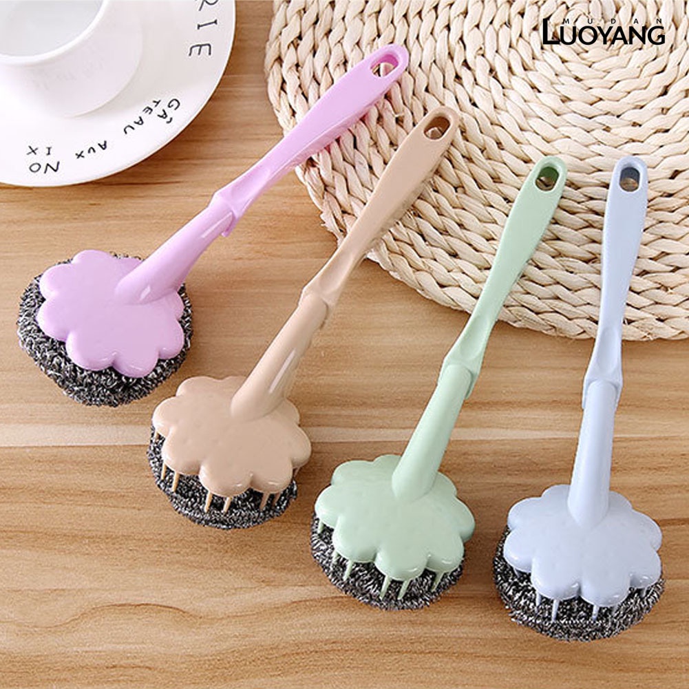 Cọ Chà Nồi Sợi Thép Tay Cầm Bằng Nhựa Tiện Lợi