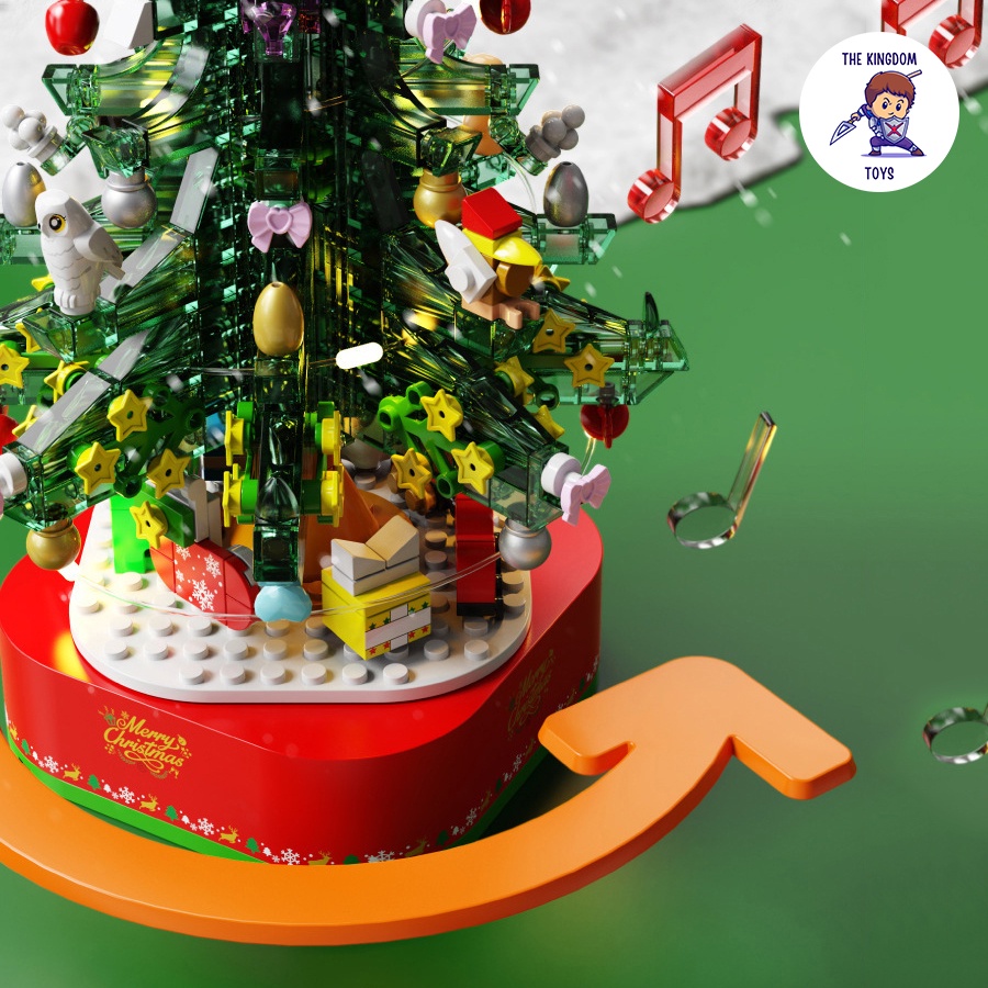 Đồ Chơi Lắp Ráp Noel Mô Hình Cây Thông Giáng Sinh Hộp Nhạc Dây Cót Và Đèn Phát Sáng Merry Christmas 601164
