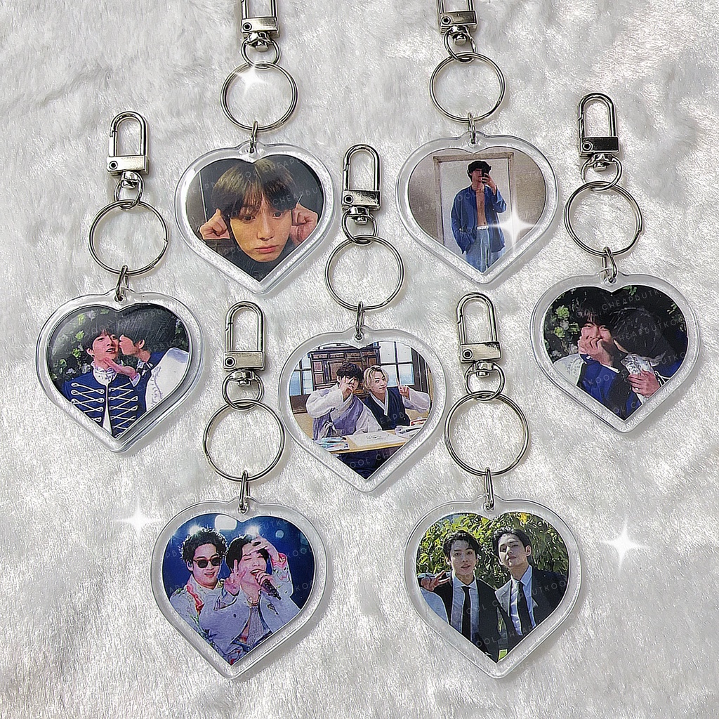 KEYCHAIN - MÓC KHOÁ BTS KÈM KHUNG ẢNH TRÁI TIM JUNGKOOK TAEHYUNG OTP - KEYRING HANDMADE / DÂY ĐEO