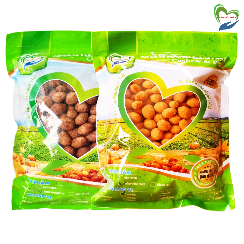 Combo 1KG Đậu Phộng Da Cá Phô Mai & Da Cá Cacao Tự Chọn Tâm Đức Thiện 2 Túi x 500GR