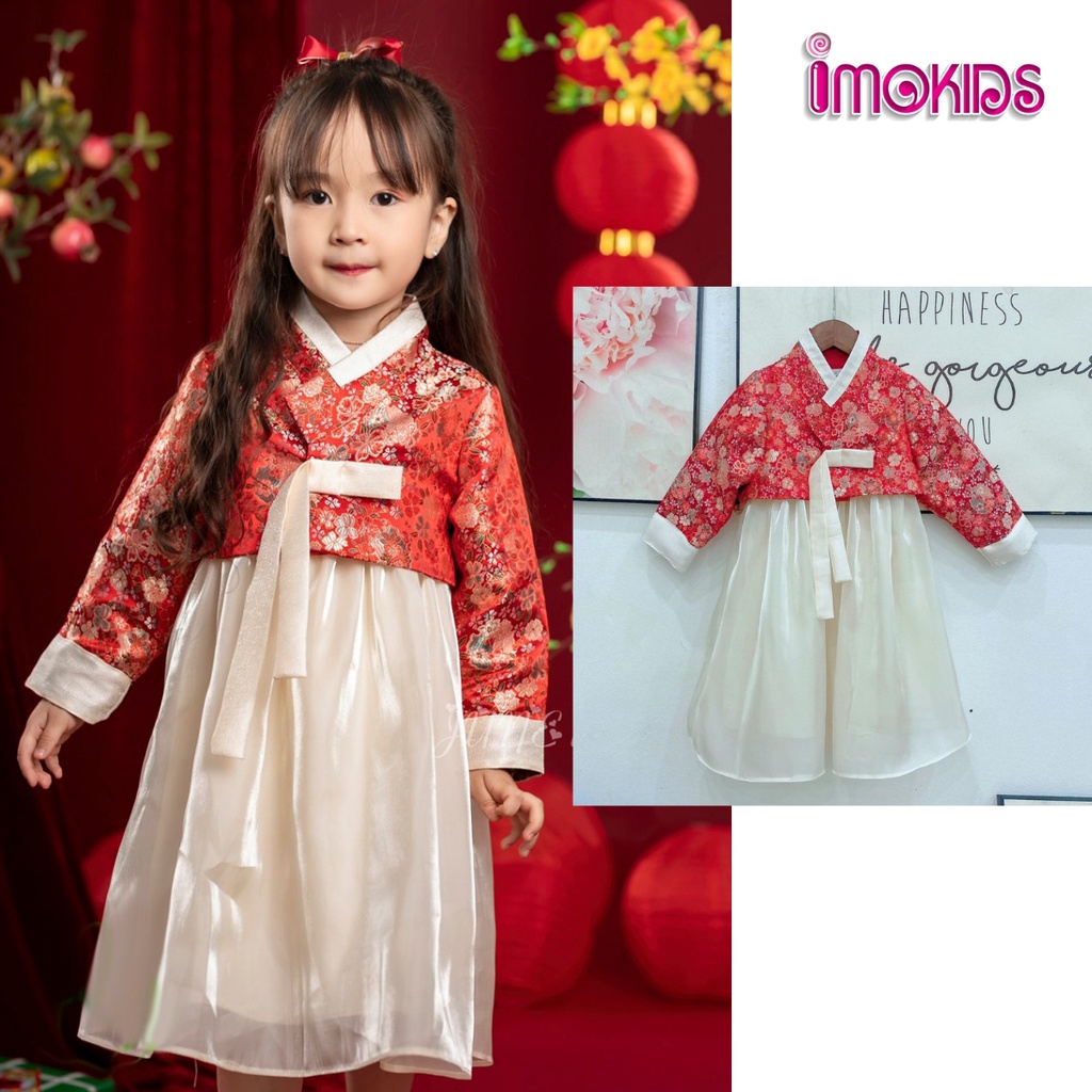 Sét hanbok bé gái thiết kế 10-25kg màu hồng nhẹ nhàng, váy hanbok bé gái đi chơi tết xinh xắn đầm bé gái dễ thương