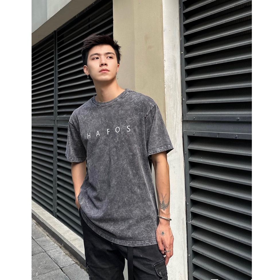 Áo thun unisex TEE WASH cổ tròn cotton phom rộng dành cho nam nữ- HAFOS - GUTTI