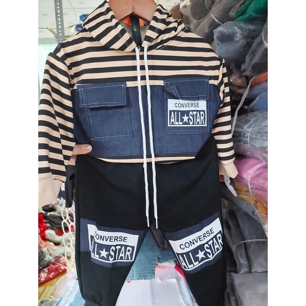 Bộ da cá phối jean bé