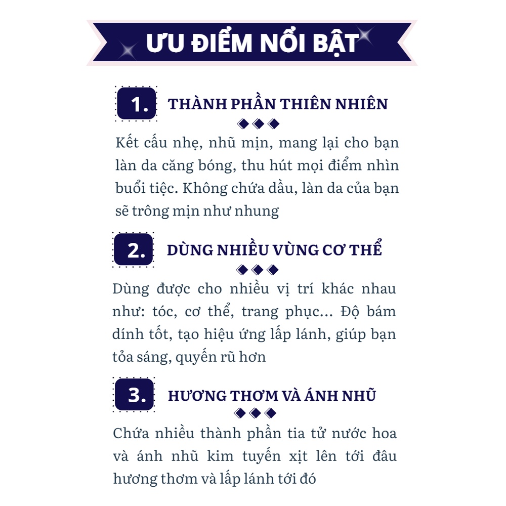 Xịt nhũ kim tuyến body mist Bers, xịt thơm lấp lánh, bắt sáng hương nước hoa, xịt body tạo ấn tượng quyến rũ