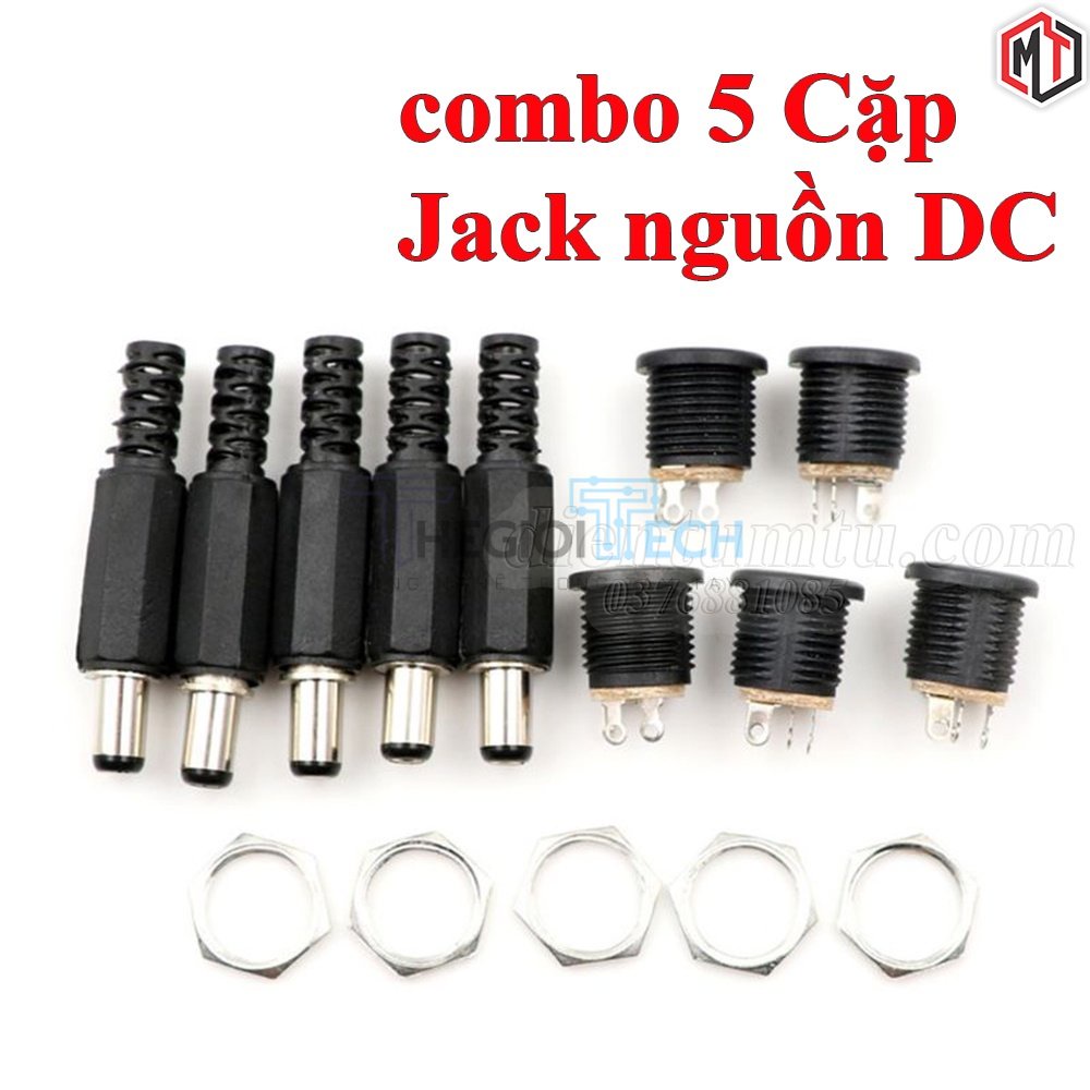 Combo 10 Đầu Cắm - Nối Nguồn DC - Jack Đực và Jack Cái DC-022 5.5x2.1 5.5x2.5 - Combo size 5.5x2.1