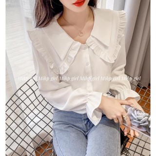 Áo Sơ Mi Chiffon Tay Dài Cổ Búp Bê