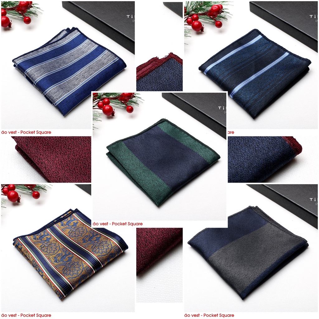 NHIỀU MẪU Khăn Cài Túi Áo Vest kẻ - Pocket Square - Phụ Kiện Cài Áo ( kèm ảnh minh họa)