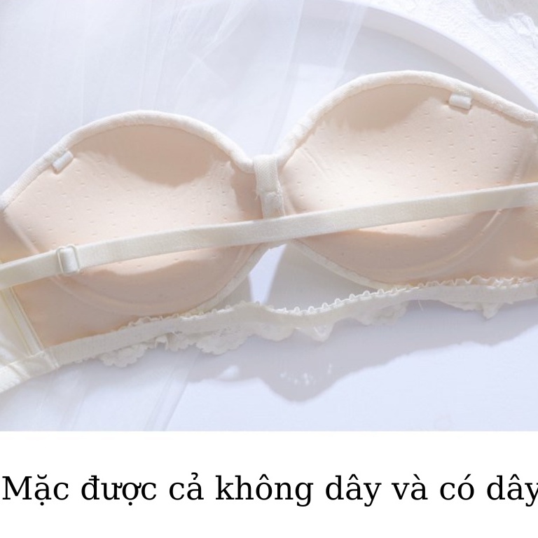 Áo Ngực Ren Không Dây Hoa Cúc Đệm Dày, Áo Lót Nữ Không Gọng Cao Cấp 3 Nấc Cài ZANA BRA A947