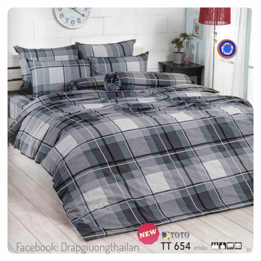 Drap cotton cao cấp hiệu TOTO BED  - Hàng nhập chính hãng Thái Lan - Họa tiết đơn giản, trung tính