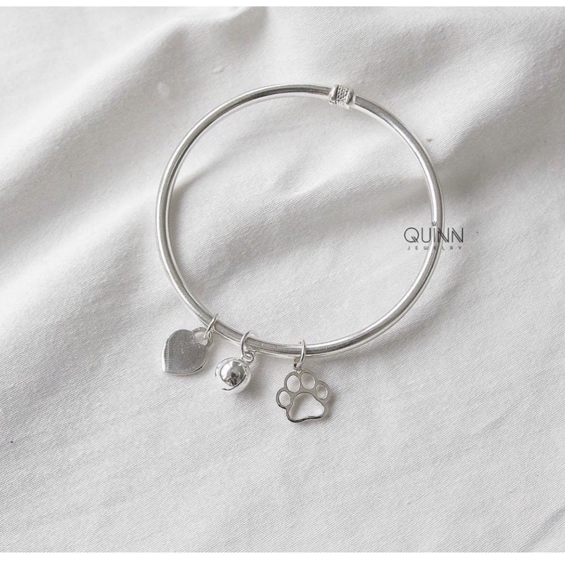 Lắc tay bạc vòng cứng trơn , vòng tay bạc trơn Quinn Jewelry