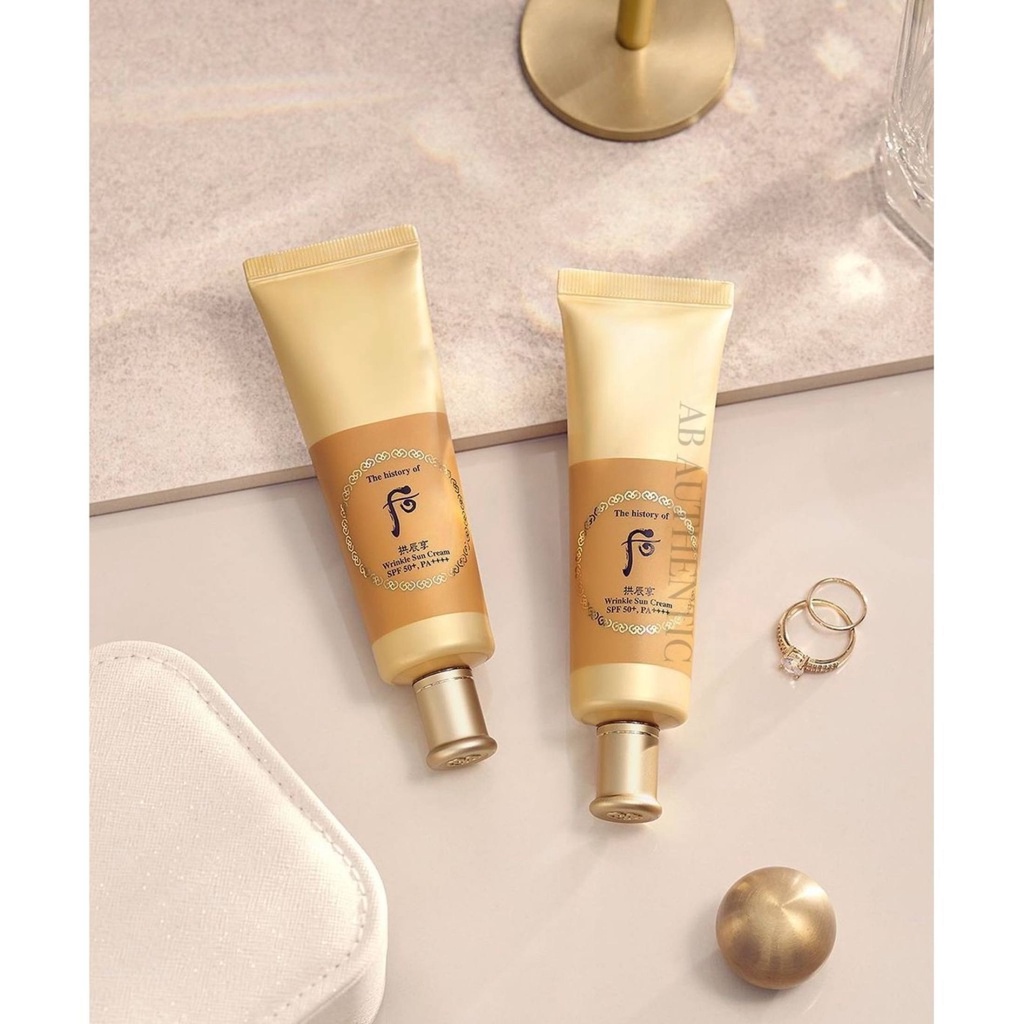 10/30 Gói kem chống nắng chống nhăn Whoo vàng - WHOO JIN HAE YOON WRINKLE SUN CREAM SPF50+/PA+++ gói 1ml